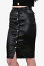 Versace Black Satin Buttoned Midi Skirt Size XS