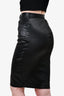 Versace Black Satin Buttoned Midi Skirt Size XS