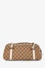 Gucci White Leather GG Supreme Canvas Twins Boston Bag