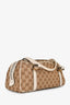 Gucci White Leather GG Supreme Canvas Twins Boston Bag