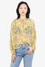 Isabel Marant Yellow Floral Sheer Long-Sleeve Blouse Size 36
