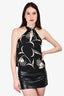 Joie Black/White Printed Chiffon Halter Neck Sleeveless Top Size XS