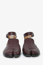 Maison Margiela Burgundy Tabi Ankle Strap Flats Size 36
