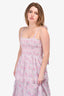 LoveShackFancy Pink Patterned Tiered Sleeveless Maxi Dress Size L