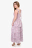 LoveShackFancy Pink Patterned Tiered Sleeveless Maxi Dress Size L