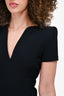 Alexander McQueen Black V-Neck Flared Mini Dress with Shoulder Pads Size 38