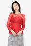 The Kooples Red Lace Long-Sleeve Top Size S
