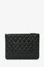 Pre-loved Chanel™ 2017-18 Black Caviar Shimmer Leather Quilted Pouch