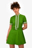 Gucci Green Wool Collared G Belted A-Line Mini Dress Size 40