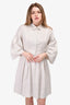 Giambattista Valli Light Grey Flare Sleeve Button-Up Shirt Dress Size M