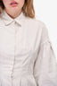 Giambattista Valli Light Grey Flare Sleeve Button-Up Shirt Dress Size M