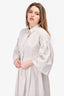 Giambattista Valli Light Grey Flare Sleeve Button-Up Shirt Dress Size M