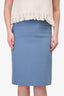Hermes Vintage Blue Virgin Wool Pencil Skirt Size 46