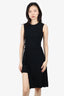 Versace Black Pleated V Buckle Sleeveless Dress Size 36