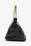 Fendi Vintage Black/Green Snakeskin-Trimmed Perforated Tote Bag