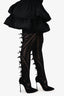 Casadei Black Ribbon Detailed Sock Style Over Knee Boots Size 38