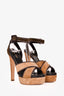 Sergio Rossi Brown Suede/Leather Sandal Heels Size 38.5