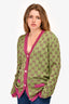 Gucci Green and Pink Wool Embellished GG Cardigan Size M