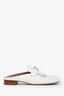 Hermes White Leather Rivoli Mules Size 37