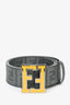 Fendi Grey/Yellow Zucca Coated Canvas FF Belt Size 85