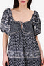 SEA New York Navy/Cream Floral Print Puff Sleeve Midi Dress Est. Size L