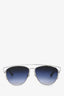 Christian Dior Silver Frame Aviator Mirrored Sunglasses