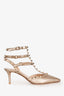 Valentino Rose Gold Rockstud Cage Kitten Heels Size 38
