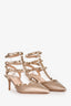 Valentino Rose Gold Rockstud Cage Kitten Heels Size 38