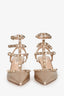 Valentino Rose Gold Rockstud Cage Kitten Heels Size 38