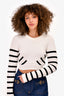 T by Alexander Wang Black/White Striped Cotton Knit Cropped Sweater Size XS