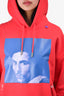 Off-White Red Cotton Blue Graphic Hoodie Size S