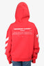 Off-White Red Cotton Blue Graphic Hoodie Size S
