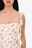 Nana Jacqueline Cream/Floral Satin Ruffle Gown Size XS