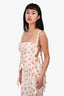 Nana Jacqueline Cream/Floral Satin Ruffle Gown Size XS