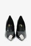 Saint Laurent Black Patent Silver Cap-Toe Heels Size 36.5
