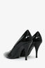 Saint Laurent Black Patent Silver Cap-Toe Heels Size 36.5