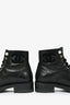 Pre-loved Chanel™ 2021 Black Leather Interlocking CC Logo Combat Boots Size 36.5