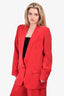Smythe Red Blazer + Wide Leg Pant Set Size L