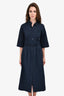 Dries Van Noten Blue Cotton Midi Shirt Dress Size 40