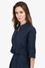 Dries Van Noten Blue Cotton Midi Shirt Dress Size 40