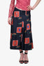 Victoria Beckham Navy Silk Horse Printed Skirt Size 8
