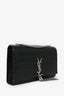Saint Laurent 2015 Black Croc Embossed Medium Kate Crossbody