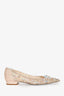 Rene Caovilla Beige Crystal Embellished 'Cinderella' Pointed Toe Flats Size 35