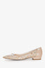 Rene Caovilla Beige Crystal Embellished 'Cinderella' Pointed Toe Flats Size 35