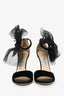 Jimmy Choo Black Velvet Mesh Bow Detailed Heels Size 39.5