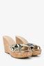 Jimmy Choo Black/Green Snake Printed Leather Wedges Size 38