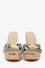 Jimmy Choo Black/Green Snake Printed Leather Wedges Size 38