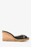 Jimmy Choo Black Leather Criss Cross Wedges Size 38