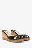 Jimmy Choo Black Leather Criss Cross Wedges Size 38