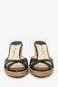 Jimmy Choo Black Leather Criss Cross Wedges Size 38
